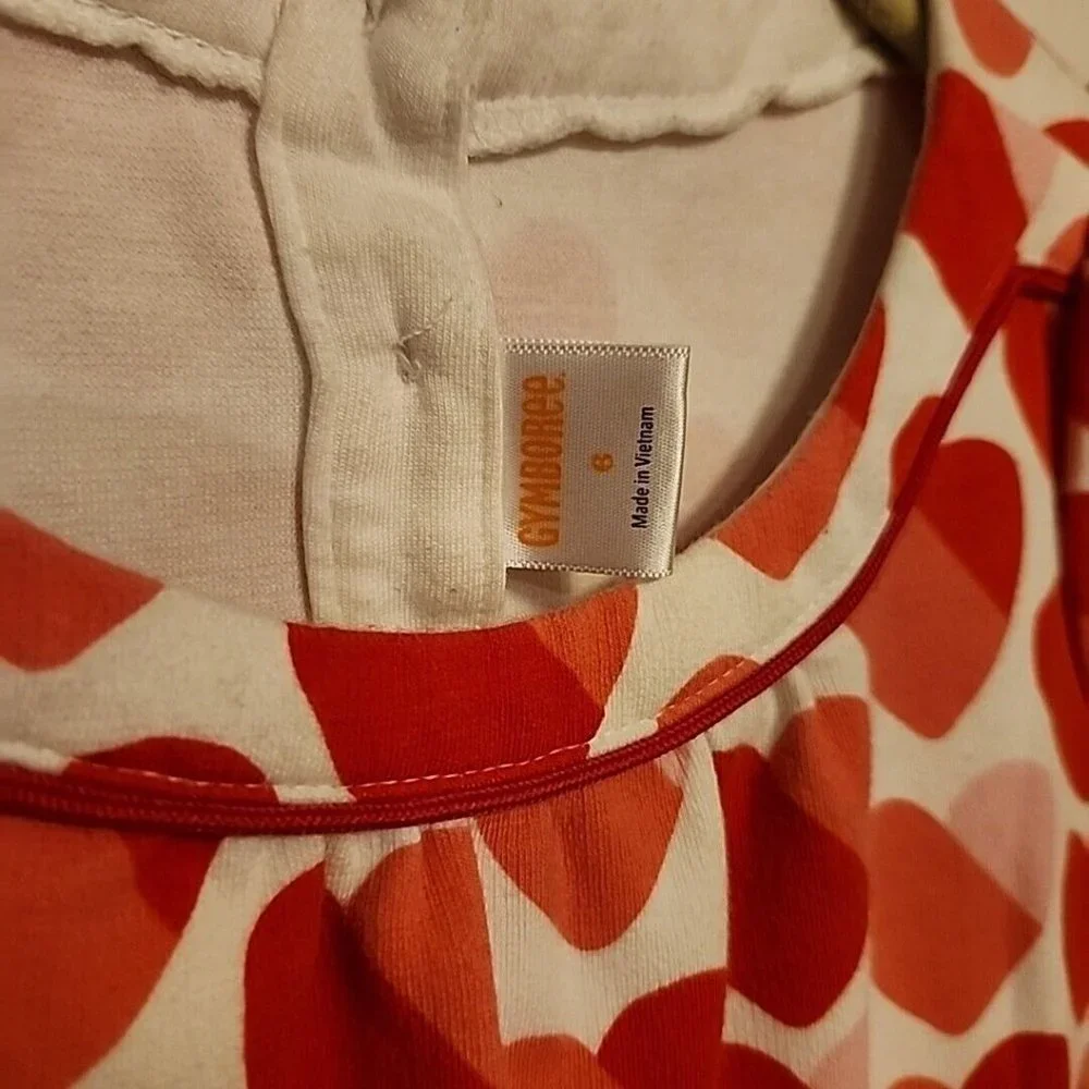 Size 6 Gymboree Red and Pink Valentine Heart Dress Knit Short Sleeves As Is